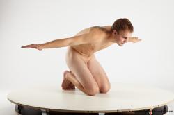 Nude Man White Kneeling poses - ALL Slim Short Brown Kneeling poses - on both knees Realistic